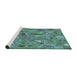 Serging Thickness of Machine Washable Transitional Deep-Sea Green Rug, wshpat3521