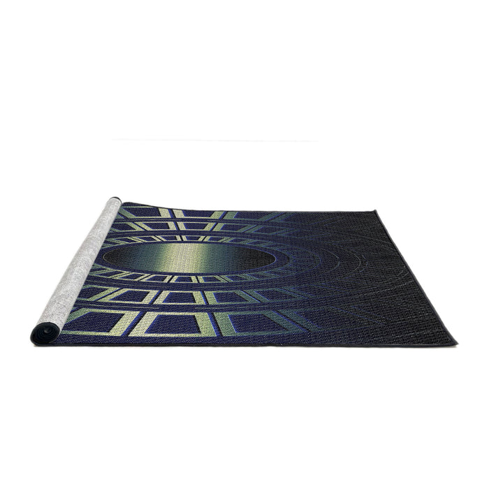 Serging Thickness of Machine Washable Transitional Black Rug, wshpat3523