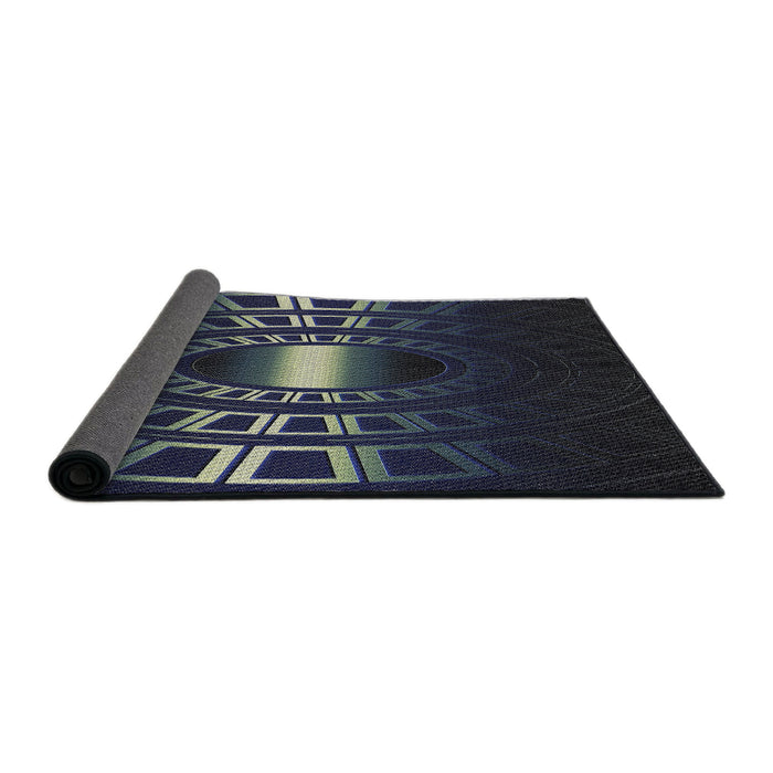 Thickness of Patterned Black Novelty Rug, pat3523