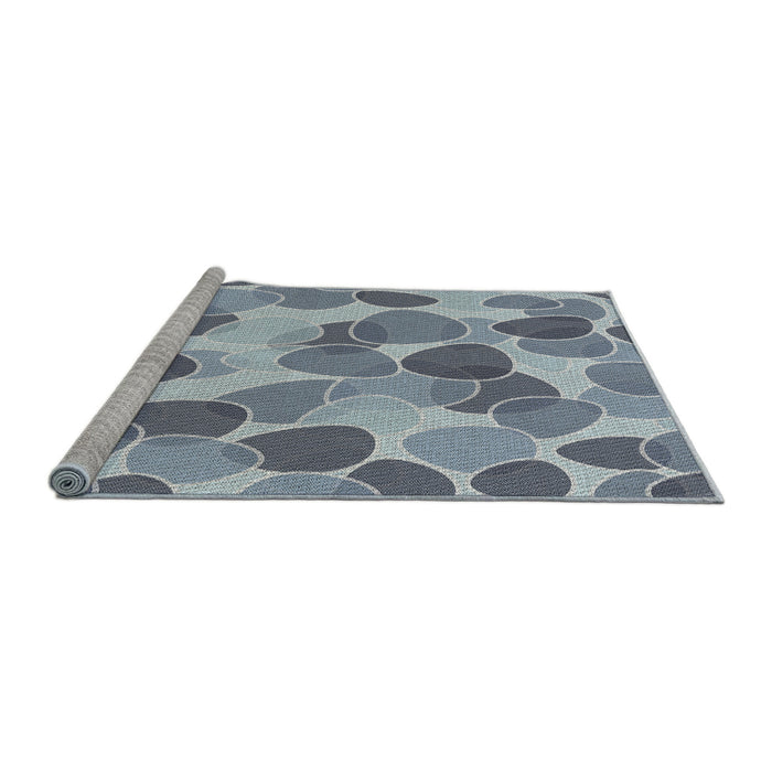 Serging Thickness of Machine Washable Transitional Light Steel Blue Rug, wshpat3525