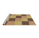 Serging Thickness of Patterned Saddle Brown Abstract Machine Washable Rug, wshpat3530