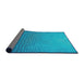 Thickness of Patterned Aqua Cyan Blue Novelty Rug, pat3532