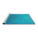 Serging Thickness of Machine Washable Transitional Aqua Cyan Blue Rug, wshpat3532