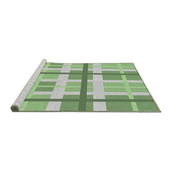 Serging Thickness of Machine Washable Transitional Green Rug, wshpat3533