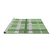 Serging Thickness of Machine Washable Transitional Green Rug, wshpat3533