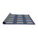 Thickness of Patterned Dark Blue Grey Blue Novelty Rug, pat3535