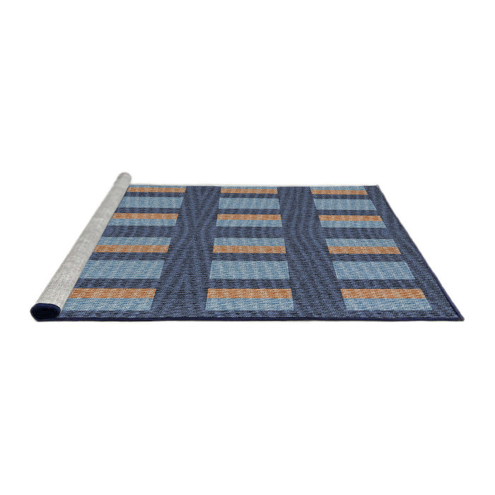 Serging Thickness of Machine Washable Transitional Dark Blue Grey Blue Rug, wshpat3535