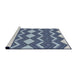 Serging Thickness of Machine Washable Transitional Blue Rug, wshpat3536