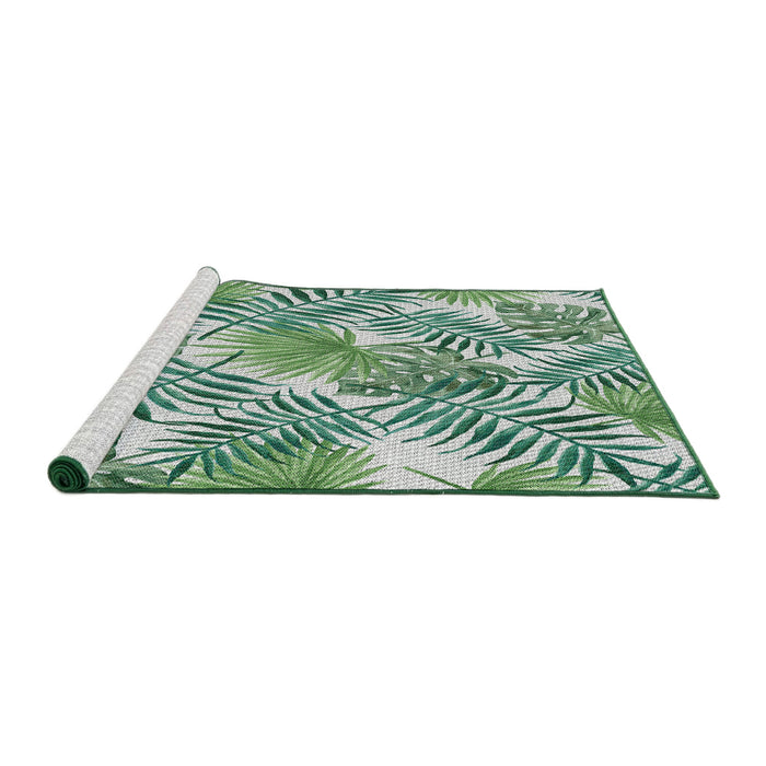 Serging Thickness of Machine Washable Transitional Pine Green Rug, wshpat3540
