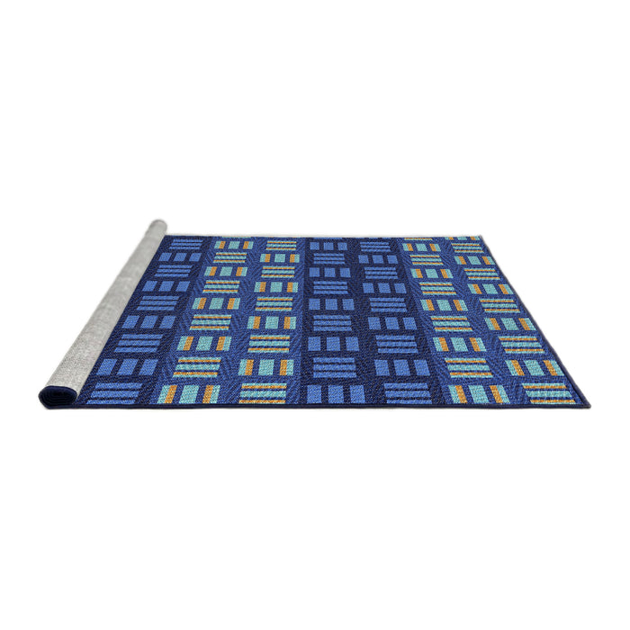 Serging Thickness of Machine Washable Transitional Iceberg Blue Rug, wshpat3544