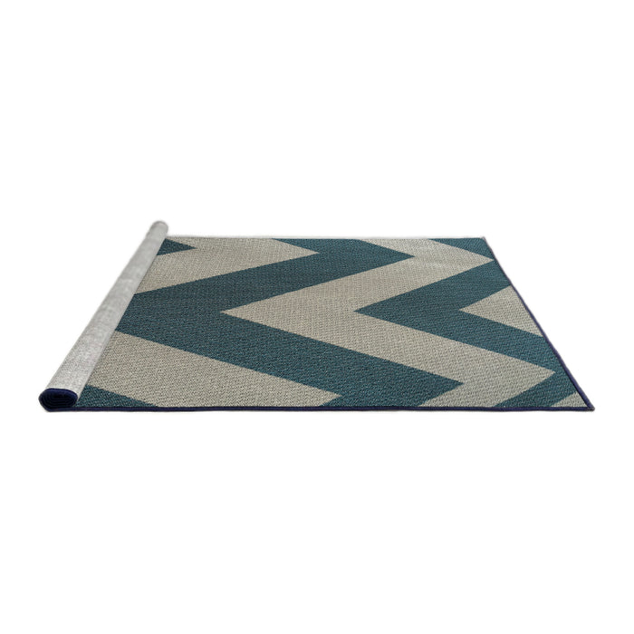 Serging Thickness of Machine Washable Transitional Dark Blue Grey Blue Rug, wshpat3547