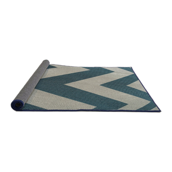 Thickness of Patterned Dark Blue Grey Blue Novelty Rug, pat3547