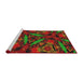 Serging Thickness of Machine Washable Transitional Crimson Red Rug, wshpat3548