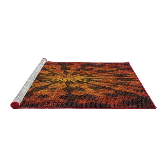 Serging Thickness of Machine Washable Transitional Red Rug, wshpat3549