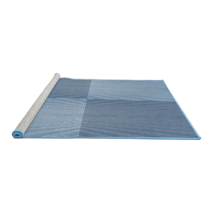 Serging Thickness of Machine Washable Transitional Steel Blue Rug, wshpat3551