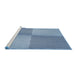 Serging Thickness of Machine Washable Transitional Steel Blue Rug, wshpat3551