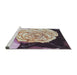Serging Thickness of Machine Washable Transitional Rose Pink Rug, wshpat3557