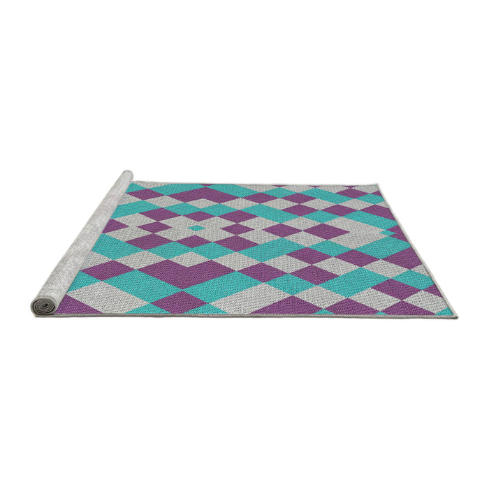 Serging Thickness of Machine Washable Transitional French Lilac Purple Rug, wshpat3559