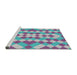 Serging Thickness of Machine Washable Transitional French Lilac Purple Rug, wshpat3559