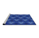 Serging Thickness of Machine Washable Transitional Cobalt Blue Rug, wshpat356
