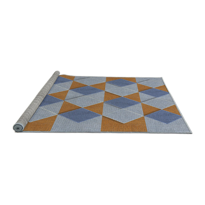 Serging Thickness of Machine Washable Transitional Light Steel Blue Rug, wshpat3562