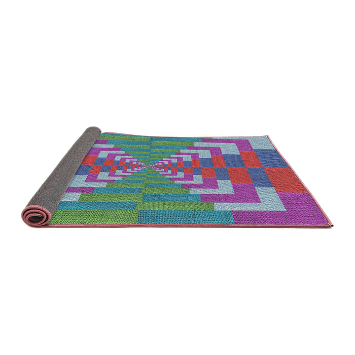 Thickness of Patterned Blue Modern Rug, pat3564