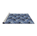Serging Thickness of Machine Washable Transitional Blue Rug, wshpat3573