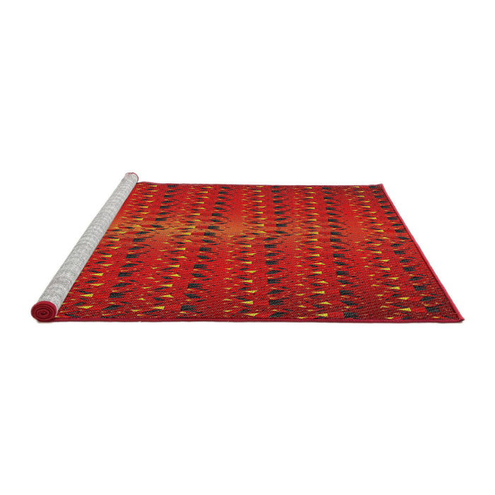 Serging Thickness of Machine Washable Transitional Red Rug, wshpat3577