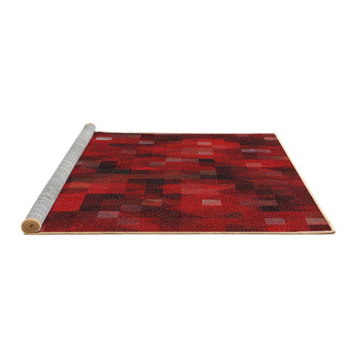 Serging Thickness of Machine Washable Transitional Red Rug, wshpat3578
