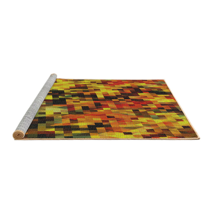 Serging Thickness of Machine Washable Transitional Saffron Red Rug, wshpat3579