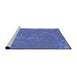 Serging Thickness of Machine Washable Transitional Blue Rug, wshpat3580