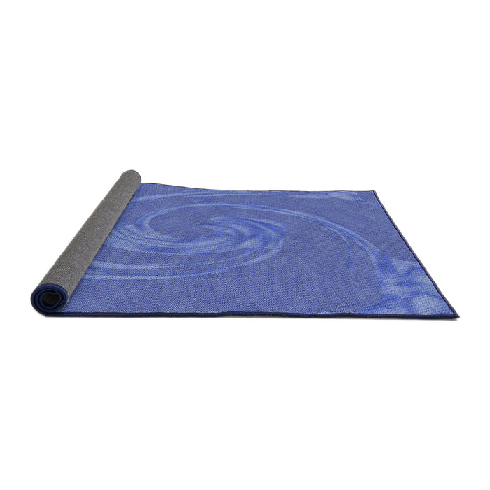 Thickness of Patterned Blue Novelty Rug, pat3580