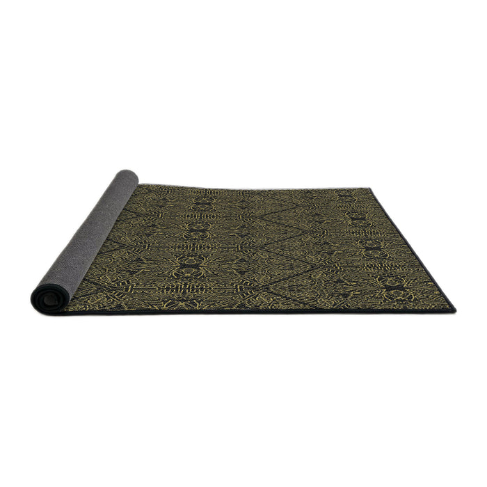 Thickness of Patterned Dark Almond Brown Novelty Rug, pat3581