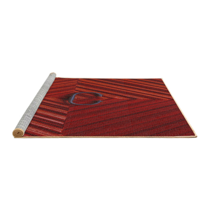 Serging Thickness of Machine Washable Transitional Tomato Red Rug, wshpat3582
