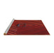 Serging Thickness of Machine Washable Transitional Tomato Red Rug, wshpat3582