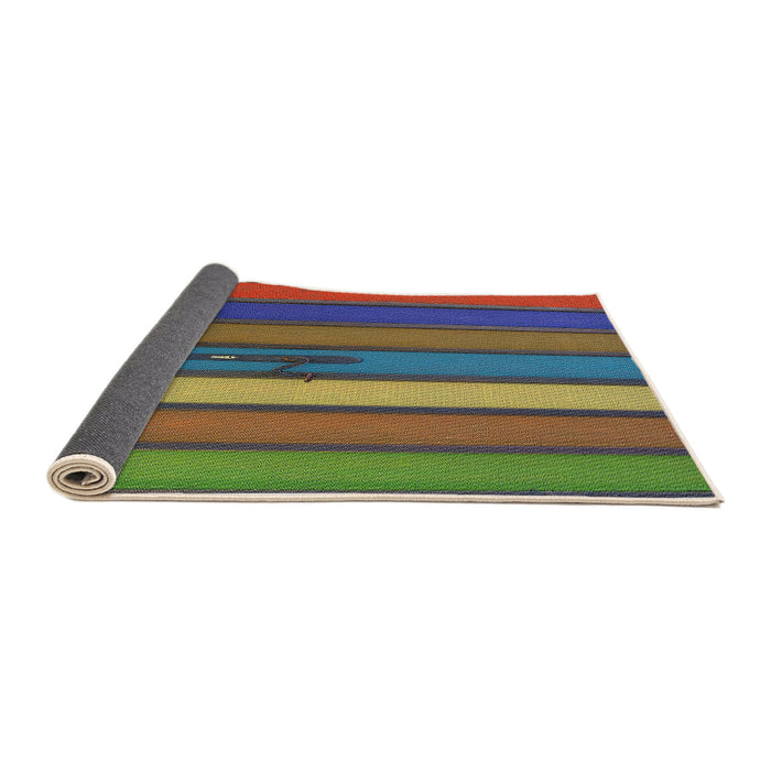 Thickness of Patterned Khaki Green Novelty Rug, pat3583