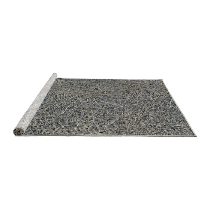 Serging Thickness of Machine Washable Transitional Dark Gray Rug, wshpat3585