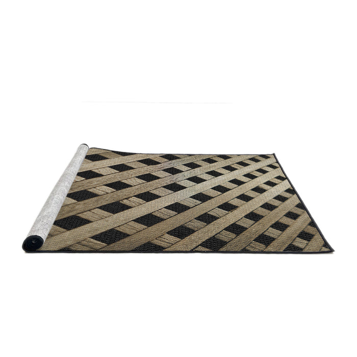 Serging Thickness of Machine Washable Transitional Milk Chocolate Brown Rug, wshpat3586