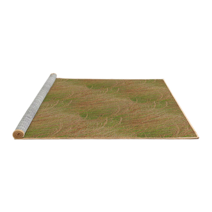 Serging Thickness of Machine Washable Transitional Gold Rug, wshpat3587