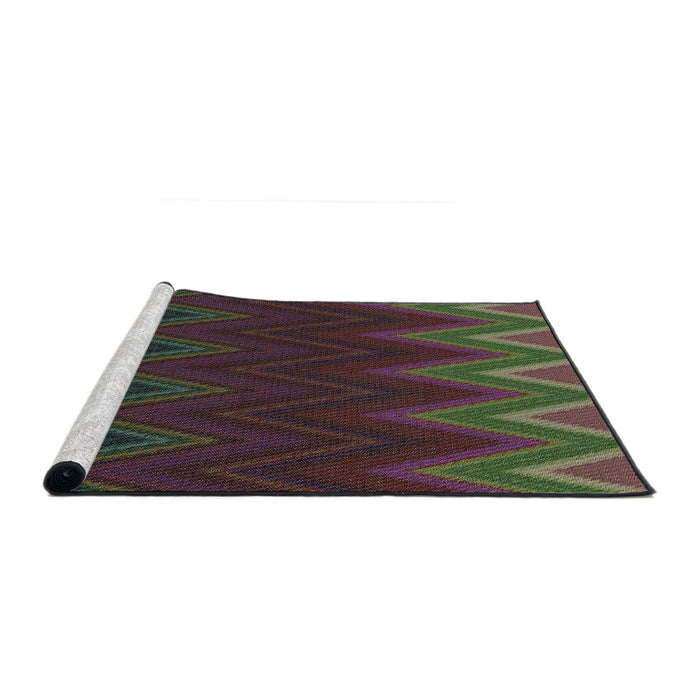 Serging Thickness of Machine Washable Transitional Midnight Gray Rug, wshpat3589