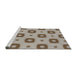 Serging Thickness of Machine Washable Transitional Brown Rug, wshpat3596