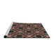 Serging Thickness of Machine Washable Transitional Dark Almond Brown Rug, wshpat3597