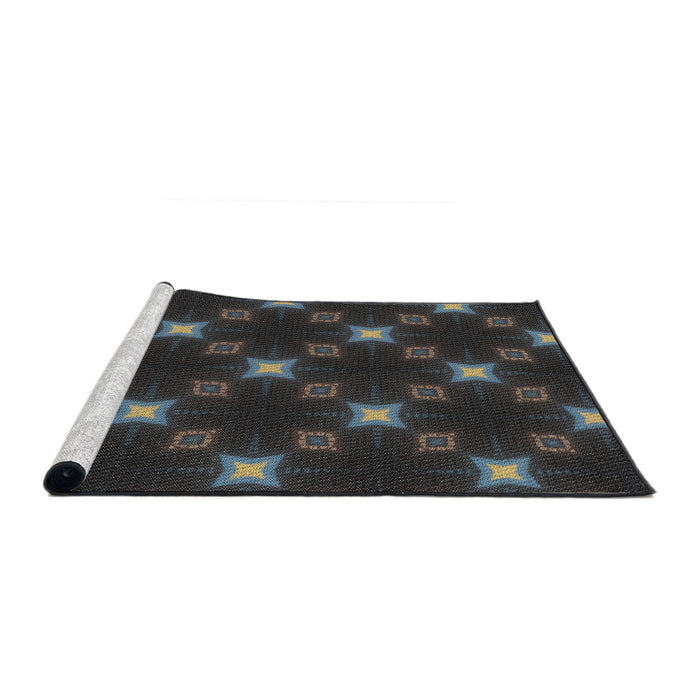 Serging Thickness of Machine Washable Transitional Grey Gray Rug, wshpat3600