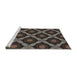 Serging Thickness of Patterned Mid Gray Abstract Machine Washable Rug, wshpat3601