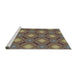 Serging Thickness of Patterned Dark Brown Abstract Machine Washable Rug, wshpat3602