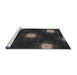 Serging Thickness of Machine Washable Transitional Black Rug, wshpat3604