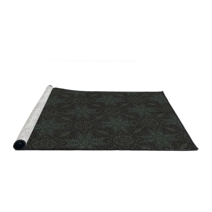 Serging Thickness of Machine Washable Transitional Black Rug, wshpat3615