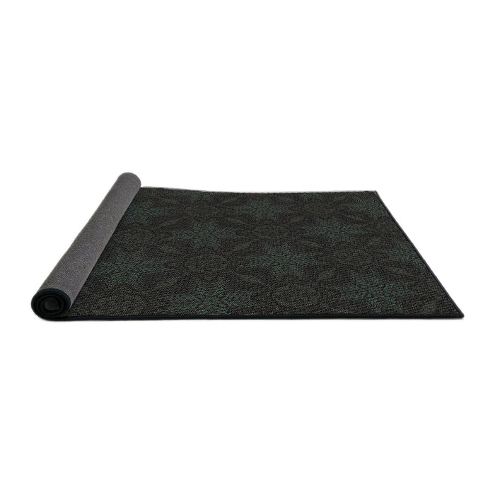 Thickness of Patterned Black Novelty Rug, pat3615