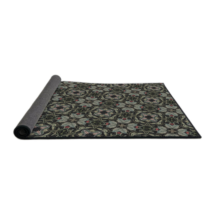 Thickness of Patterned Sage Green Novelty Rug, pat3617