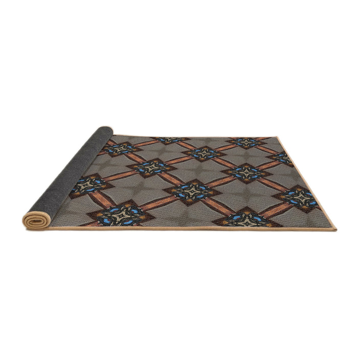 Thickness of Patterned Chocolate Brown Novelty Rug, pat3618